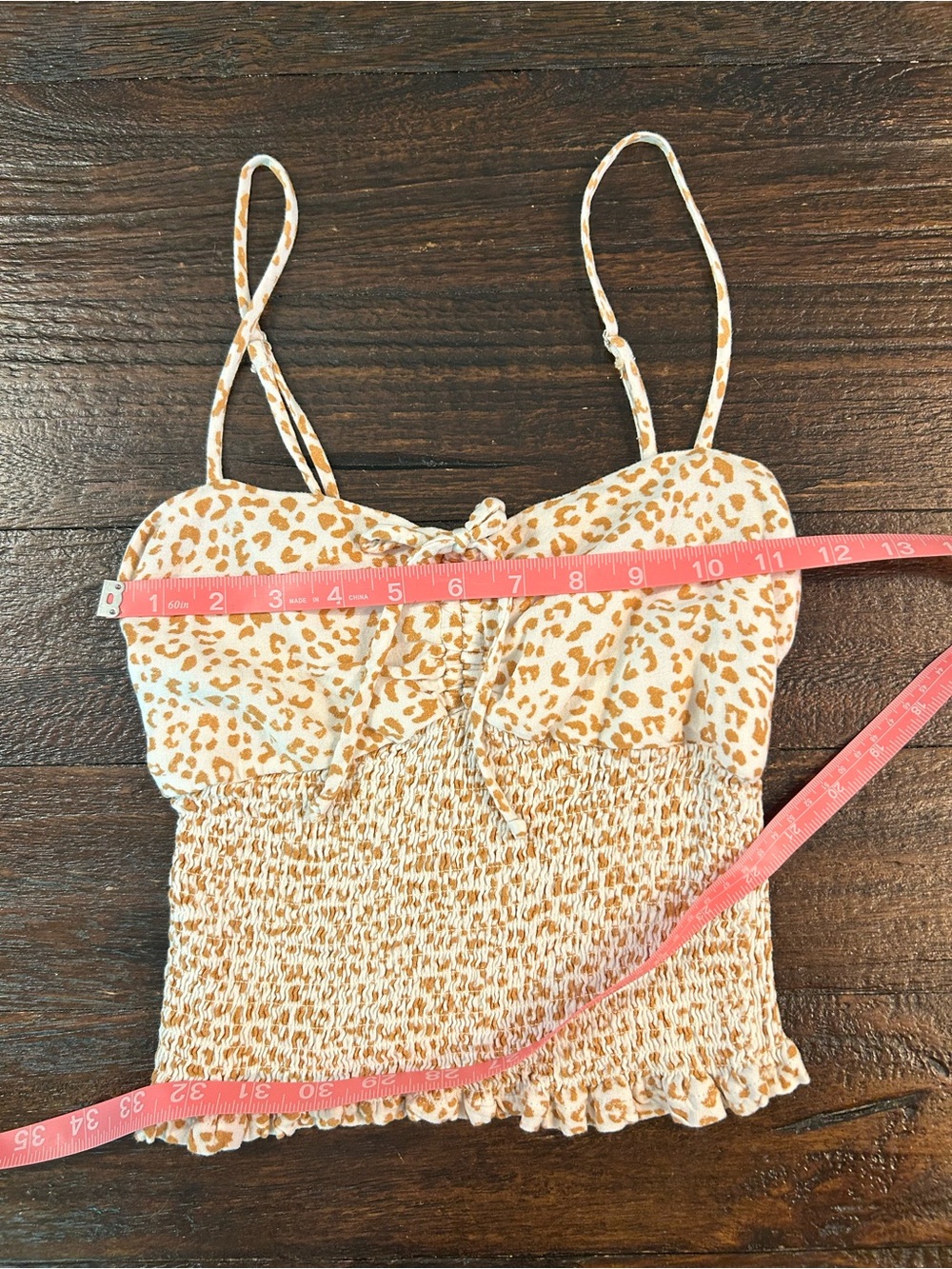 Urban Romantics cheetah print smocked tank top in tan and white - Picture 6 of 11